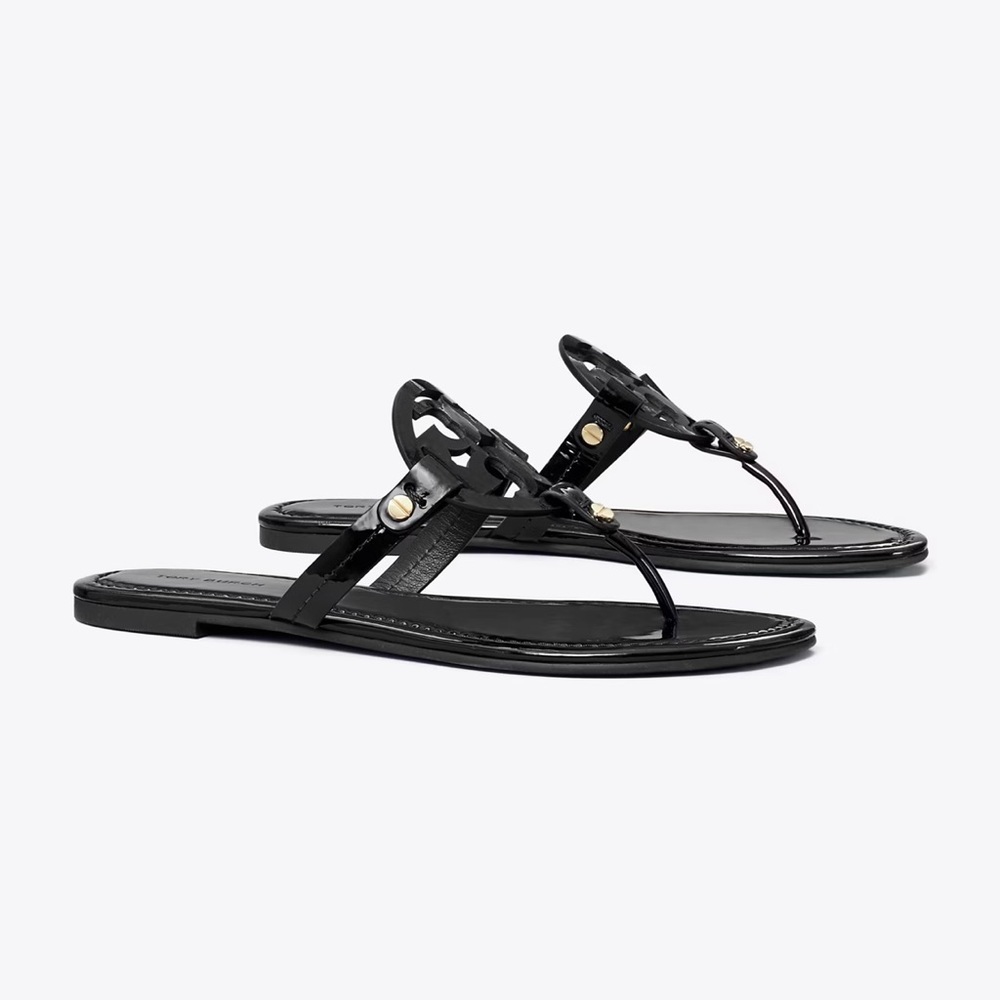 Tory Burch Miller Sandal - Patent Black - Size 6.5